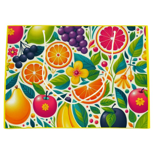 Sacola Para Presentes Grande Frutas coloridas (Frente)