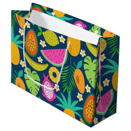 Sacola Para Presentes Grande Frutas tropicais de abacaxi banana melancia 