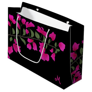 Sacola Para Presentes Grande Fuchsia Pink Bougainvillea Monograma Gift Bag