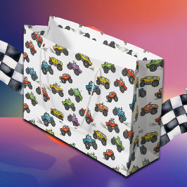 Sacola Para Presentes Grande Fun Monster Trucks Birthday