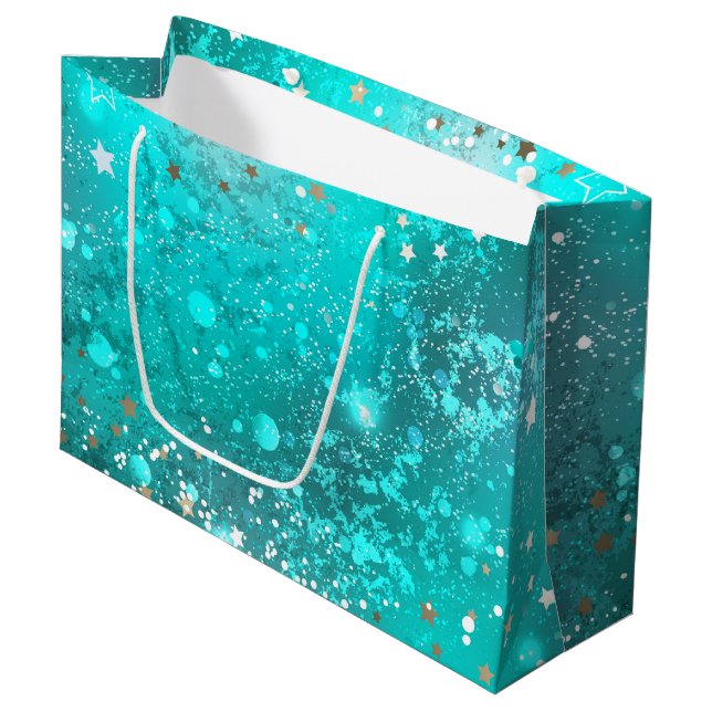 Sacola Para Presentes Grande Fundo do Mint Turquoise Foil (Frente inclinada)