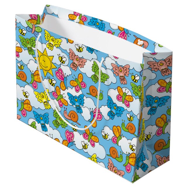 Sacola Para Presentes Grande Fundo dos Animais Bebês (Verso inclinado)
