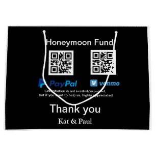 Sacola Para Presentes Grande Fundo Honeymoon PayPal Venmo obrigado de código QR