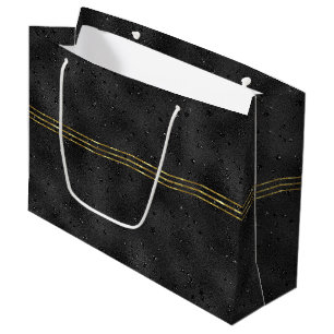 Sacola Para Presentes Grande Fundo preto monocromático glamoroso cintilante