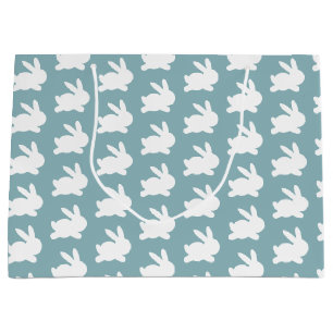 Sacola Para Presentes Grande Fundo teórico com Páscoa de coelhos brancos