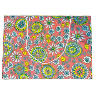 Sacola Para Presentes Grande Funky vintage floral gift bag