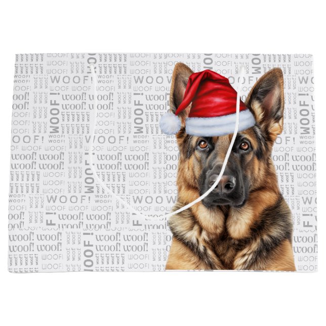 Sacola Para Presentes Grande Funny Christmas German Shepherd Dog Lover (Frente)