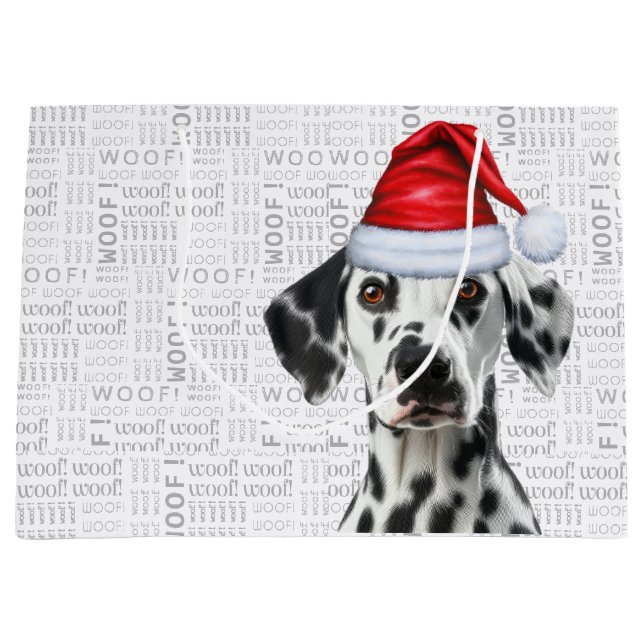 Sacola Para Presentes Grande Funny Dalmatian Christmas Dog Holiday (Frente)