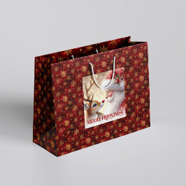 Sacola Para Presentes Grande Funny Santa and Rudolph Kids Christmas Holiday