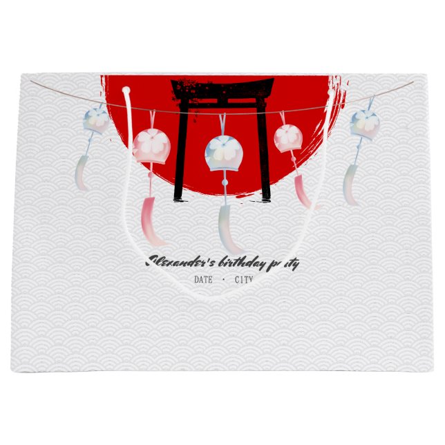 Sacola Para Presentes Grande Furin de chimes eólicos de Festa de aniversário Hi (Frente)