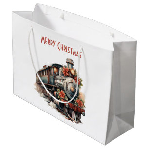 Sacola Para Presentes Grande Futuro de Vapor Velho Reflete Natal