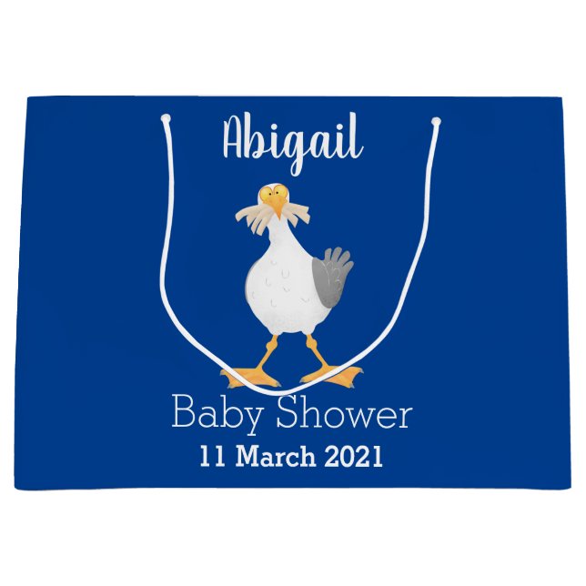 Sacola Para Presentes Grande Gaivota engraçada com desenho francês (Frente)