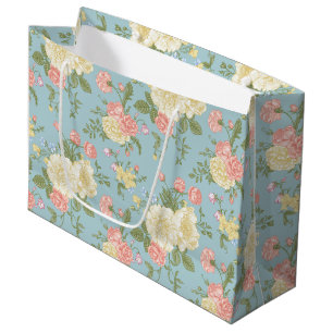 Sacola Para Presentes Grande Garden Peony Floral Patterno