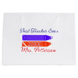 Sacola Para Presentes Grande Garrafa azul vermelha que melhor professor já adic