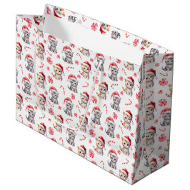 Sacola Para Presentes Grande Gatinho elegante doce doce Natal