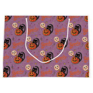 Sacola Para Presentes Grande Gatinho Ritorinho Pumpkin Luas em Roxo