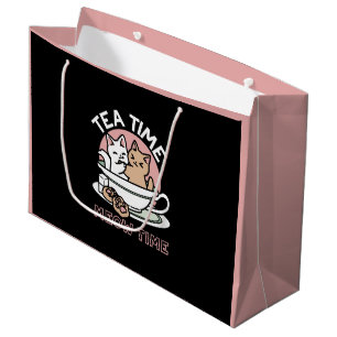 Sacola Para Presentes Grande Gatinhos cortantes em uma taça - Adorável Hora do