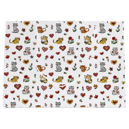 Sacola Para Presentes Grande Gatinhos e Corações Bonitos Saco de Presente