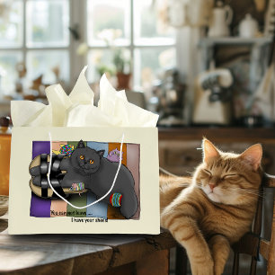 Sacola Para Presentes Grande Gato British Shorthair Sandálias Pronto para a Pra