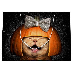 Sacola Para Presentes Grande Gato Com Cabelo De Pumpkin