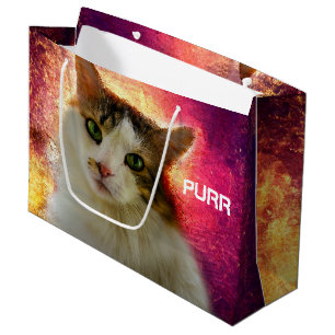 Sacola Para Presentes Grande Gato de Calico Cento Adorável
