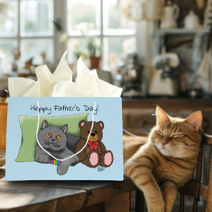 Sacola Para Presentes Grande Gato de Cinza dia de os pais