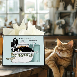 Sacola Para Presentes Grande Gato de cozinha pastelaria
