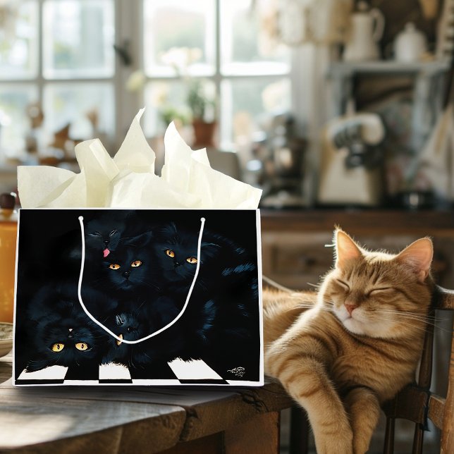 Sacola Para Presentes Grande Gato de Gato Negro (Criador carregado)