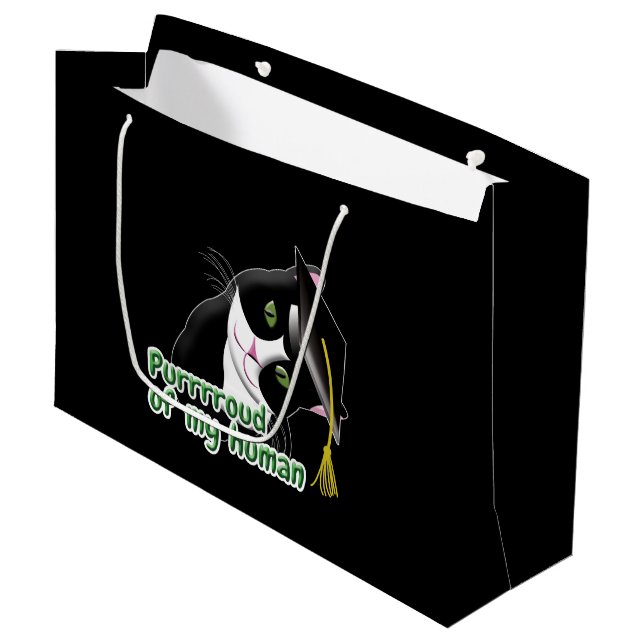Sacola Para Presentes Grande Gato de Graduação (Frente inclinada)