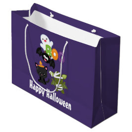 Sacola Para Presentes Grande Gato de Halloween, Bat, Mamã e Fantasma