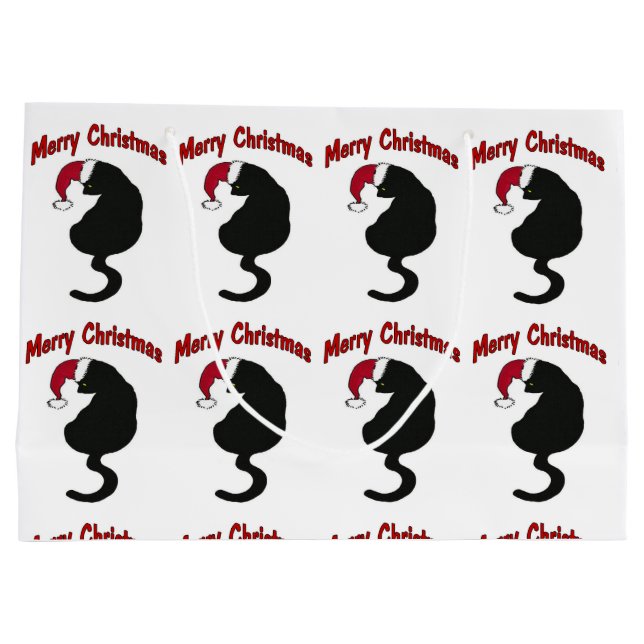 Sacola Para Presentes Grande Gato do Feliz Natal (Verso)