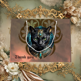 Sacola Para Presentes Grande Gato místico do Egito, preto como a noite,