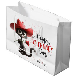 Sacola Para Presentes Grande Gato Negro Com Vaqueiro Feliz Dia dos Namorados