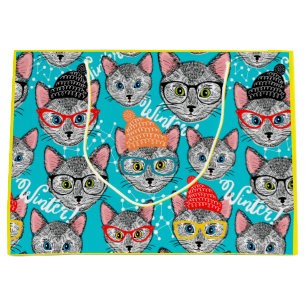 Sacola Para Presentes Grande Gato no chapéu
