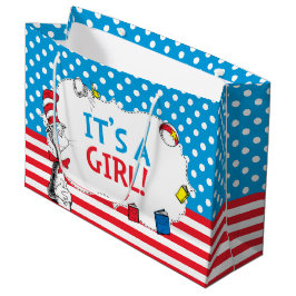 Sacola Para Presentes Grande Gato no Chapéu | É um Chá de fraldas de Garota