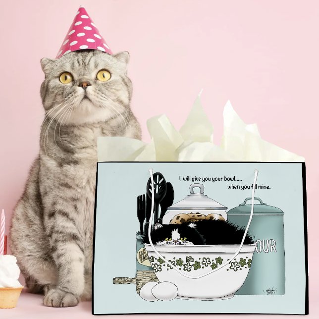 Sacola Para Presentes Grande Gato Pasteleiro (Criador carregado)