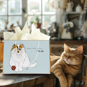 Sacola Para Presentes Grande Gato Persa Fofo e Felpudo Meow Azul Engraçado