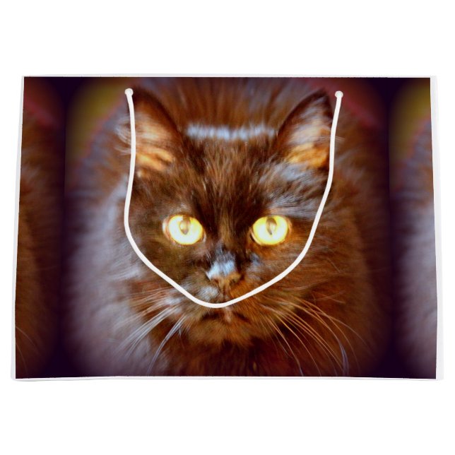 Sacola Para Presentes Grande gato preto (Frente)