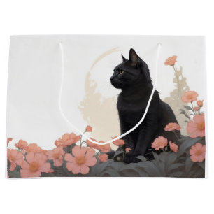 Sacola Para Presentes Grande gato preto com texto ou sem texto