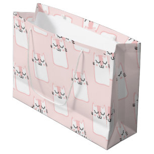 Sacola Para Presentes Grande Gato rosa