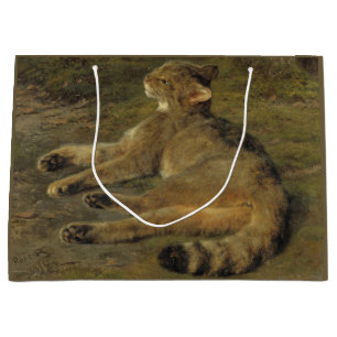 Sacola Para Presentes Grande Gato selvagem (por Rosa Bonheur)