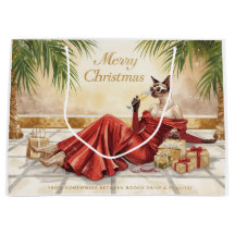 Gato Siames Glamour Natal Bebendo Champanhe