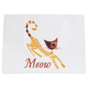 Sacola Para Presentes Grande Gato vermelho engraçado