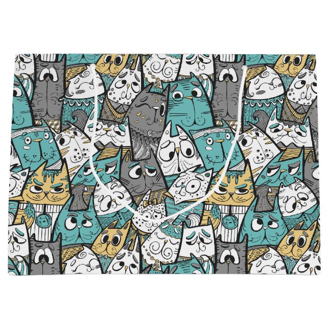 Sacola Para Presentes Grande Gatos Brincadinhos (Frente)