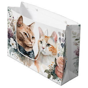 Sacola Para Presentes Grande Gatos De Casamento Em Flores