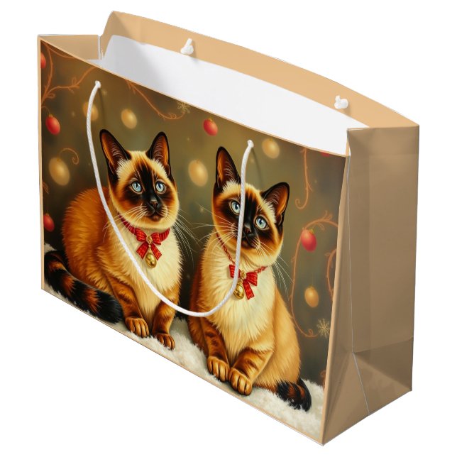 Sacola Para Presentes Grande Gatos de inverno (Verso inclinado)