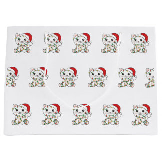 Sacola Para Presentes Grande Gatos De Inverno De Natal