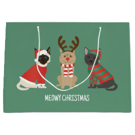 Sacola Para Presentes Grande Gatos de Natal