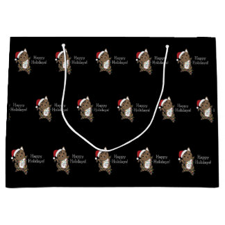 Sacola Para Presentes Grande Gatos De Noite De Natal