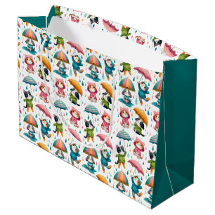 Sacola Para Presentes Grande Gatos e Cachorros Caçadores Cutinhos com Guarda-ch